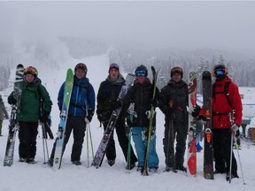 Timberline Academy's  Brett Knox, operations manager, far left, green jacket.
James McCutcheon, director, second from left, blue jacket.