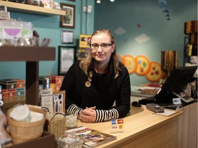 CALGARY.;  APRIL 13, 2015  -- Jaime Sanderson, owner of Babes in Arms in Calgary, talks about the changes to credit card fees announced today by the federal government. iPhoto Leah Hennel, Calgary Herald