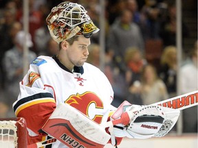 Calgary Flames goalie Joni Ortio was backing up Jonas Hiller on Thursday night, a welcome sight for the team's goalie depth after Karri Ramo went down with injury.