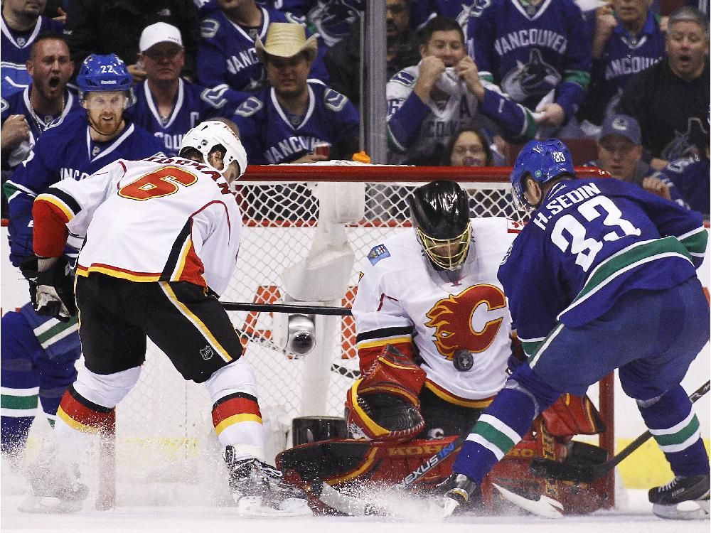 Goaltender Johan Hedberg of the Vancouver Canucks takes shots in News  Photo - Getty Images