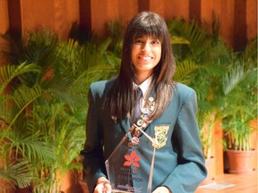 Imaan Kherani with her award at World's in Hong Kong.