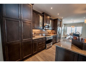 The kitchen in the Iris laned home by Mattamy Homes in Cityscape.