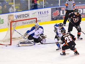 The Calgary Hitmen take on the Kootenay Ice Saturday April 4, 2015 in WHL playoff action.