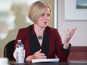 Alberta NDP Leader Rachel Notley during an Edmonton Journal editorial board meeting in Edmonton on April 20, 2015.