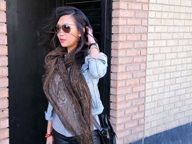 A lightweight scarf is a great way to layer and add interest to your outfit.