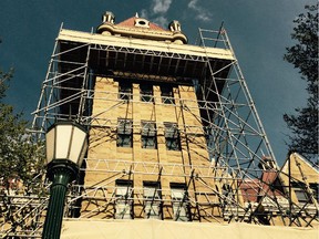 Scaffolding around the old City Hall tower.