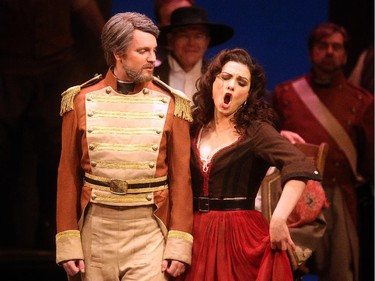 Sandra Piques Eddy as Carmen during the dress rehearsal of the Calgary Opera production at the Jubilee Thursday April 16, 2015.