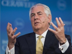 Rex Tillerson, chief executive officer of ExxonMobil Corp., speaks during the 2015 IHS CERAWeek conference in Houston on April 21, 2015.