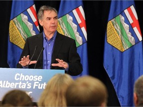 Premier Jim Prentice speaks in Medicine Hat on a campaign stop Thursday. Reader says nobody wants to share the burden Prentice wants to spread around equally.