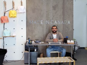 Surrounded by objects, furniture and a concrete wall that he created, Sumer Singh is open for business.