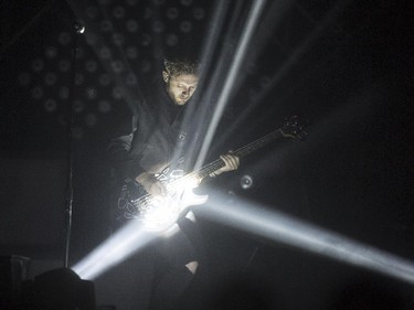 Brent Kutzle of One Republic rocks the Saddledome in Calgary, on April 30, 2015.