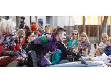 Cosplayer celebrities entertain the Parade of Wonder crowds at Olympic Plaza in Calgary on Friday, April 17, 2015. The official opening of the Calgary Comic & Entertainment Expo began at the end of the parade.