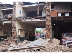 Photo of earthquake aftermath in Nepal; April 2015.