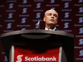 Scotiabank CEO Brian Porter speaks during the company's annual general meeting in Ottawa on Thursday, April 9, 2015.