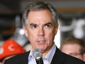 Alberta PC leader Jim Prentice speaks during an election campaign stop.