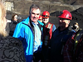 Premier Jim Prentice was in Grande Cache on Wednesday visiting the coal mine where he worked as a teen.