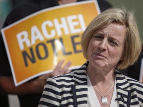 Alberta NDP Leader Rachel Notley makes an announcement in Calgary, Alta., Tuesday, April 28, 2015.THE CANADIAN PRESS/Jeff McIntosh