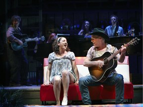 Rebecca Auerbach, J.D. Nicholsen in Theatre Calgary's Dear Johnny Deere, photo by Trudie Lee.