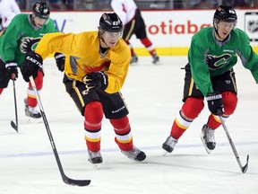 Calgary Flames #63 Sam Bennett during practice at the Scotiabank Saddledome, in Calgary on February 3, 2015.