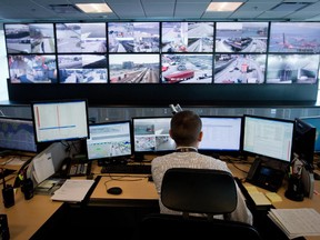 Video feeds from security cameras are monitored at Port Metro Vancouver's operations centre.