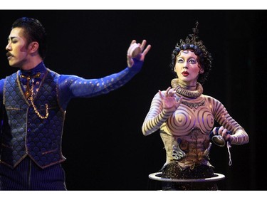 Cirque du Soleil performers presented Kurios Cabinet of Curiosities during their dress rehearsal night at the Calgary Stampede grounds on April 8, 2015.