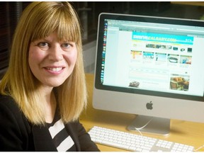 Grant Black, Calgary Herald  CALGARY, AB: DECENBER 10, 2010-  Swerve editor Shelley Youngblut poses with the on-line versioin of hte magazine in her Calgary office, December 10, 2010 in Calgary.  (Grant Black / Calgary Herald) (For City section story by ) 00000000A MUG