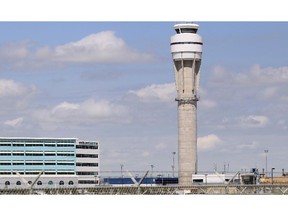 The NAV Canada traffic control tower at the Calgary International Airport.