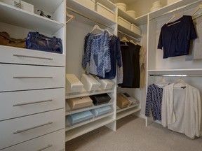 Racks, drawers and baskets help keep closets organized.