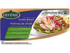 The Canadian Food Inspection Agency has recalled 400-gram packages of Lilydale Over Roasted Carved Turkey Breast, with best-before dates up to April 10.