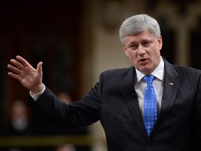 Prime Minister Stephen Harper answers a question during Question Period in the House of Commons in Ottawa on Wednesday, March 25, 2015.
