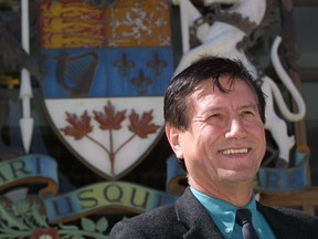 Former rodeo cowboy turned lawyer Jim Gladstone in front of Court of Queen's Bench in April 2001.Gladstone died May 16 at his home on the Blood Reserve. He was 72.