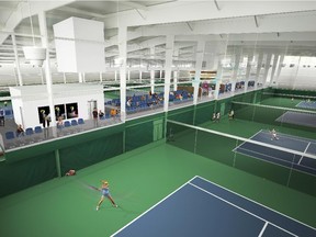 Rendering of the Acadia Tennis Centre.