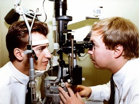 Brent Carreau, the first person in Canada to have laser eye surgery to correct short sightedness, in a file photo with Dr. Van Westenbrugge who performed the surgery on June 8, 1990 at the Gimbel  clinic.