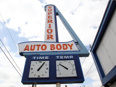 The neon sign at Superior Auto Body on 17th Avenue in the Beltline as seen Wednesday May 13, 2015.