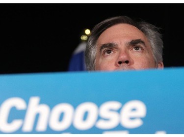 Jim Prentice speaks to a subdued room in the PC headquarters at the Metropolitan Conference Centre in Calgary .