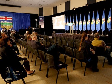 Waiting for the polls to close at the Metropolitan Conference Centre in Calgary at the PC headquarters.