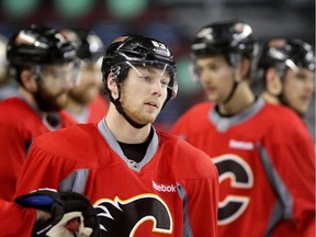 Calgary Flames rookie Sam Bennett skates during practice on Thursday.