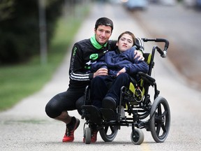 Calgary runner Blaine Penny won Wings for Life World Run Canada event in Niagara Falls on the weekend, running 65 km. He is inspired by his quadraplegic son Evan who is 11 years old.