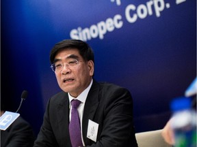 Fu Chengyu, chairman of Sinopec, speaks during the company's annual results news conference in Hong Kong, China, on Monday, March 23, 2015.