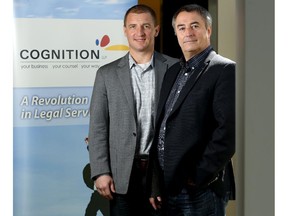 Michael Freiter, director of business development, at Cognition LPP, left and John Tyrrell, in Calgary on May 20, 2015.