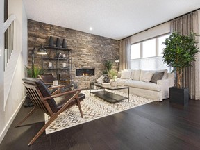 The great room in the Lamont show home by Jayman MasterBuilt in Evanston.