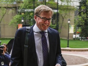 Alberta Minister of Education David Eggen arrives for a cabinet meeting in Calgary on Thursday.