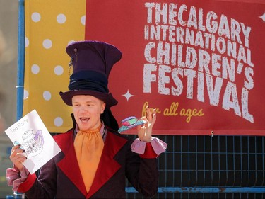 Mad Hatter performer Dylan Forkheim welcomed visitors to a tea party during the opening day of the Calgary International Children's Festival on May 20, 2015.