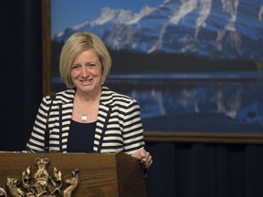 Alberta premier-elect Rachel Notley spoke with reporters Wednesday at the Legislature following the NDP's election win.