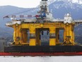 Environmental activists took to the harbor at Port Angeles protesting Shell's massive Arctic drill rig arrival on Friday April 17, 2015