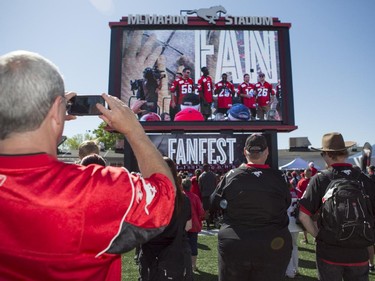 Thousands of fans turned out to meet the Stampeders and catch a glimpse of the Grey Cup at the annual Stampeders Fanfest at McMahon Stadium in Calgary, on May 23, 2015.