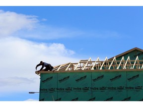 House construction in Evanston in northwest Calgary.