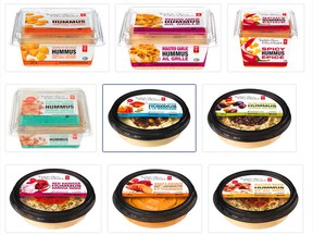 Some of the Presidents Choice hummus products being recalled.