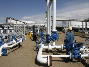 The oil pipeline and tank storage facilities at the Husky Energy oil terminal in Hardisty, Alta.