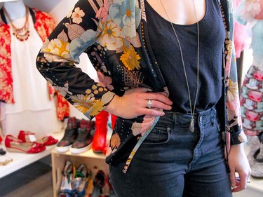 Campbell's style reflects that of Peacock Boutique, which stocks items by local designers as well as consignment pieces.